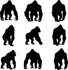 Gorilla Silhouette Bundle | Powerful Ape Vector Set for T-Shirts & Crafts