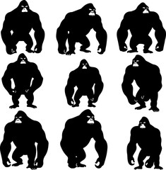 Gorilla Silhouette Bundle | Powerful Ape Vector Set for T-Shirts & Crafts