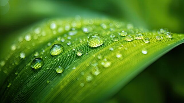 Fresh Dew on Green Leaf &ndash; Close-Up Natural Detail