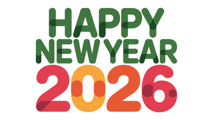 Happy New Year 2026: A vibrant and colorful design wishing a Happy New Year 2026. This festive graphic is ideal for seasonal greetings and celebrations, conveying optimism and joy.