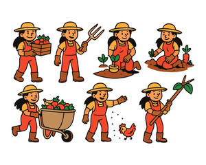 Cartoon set of funny child and family people characters vector illustration icons