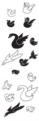 Geese Vector Pack – Detailed Wild Goose Illustrations, Flying and Standing Bird Silhouettes, Farm Animal Clipart Set for Logos, Nature Designs, Prints, Educational Projects, and Wildlife Artwork
