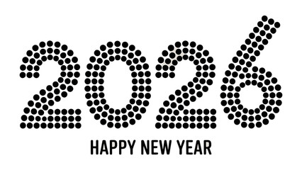 New Year's Greetings 2026: A stylish and modern Happy New Year 2026 greeting, with a creative design using dot patterns, symbolizing the transition into a fresh year. 