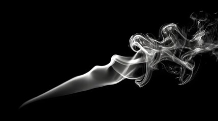 Wispy white vapor streams across a deep black background in an abstract flow.