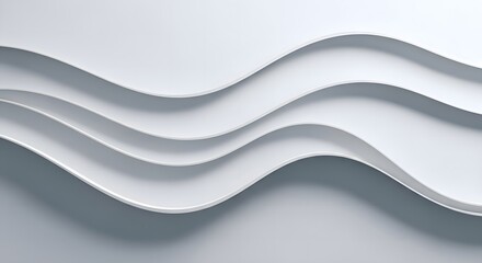 Elegant abstract white and grey flowing waves create a serene and modern layered background with a clean, dynamic, and smooth design for various digital projects
