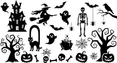 Naklejka premium Halloween Spooky Silhouette Set