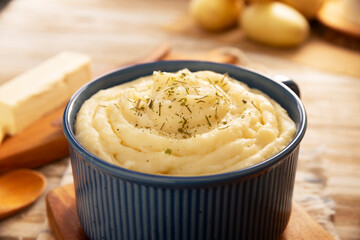 Mashed Potatoes. A classic side dish made with mashed boiled potatoes, often used to accompany various dishes; an easy and practical recipe that is very popular.