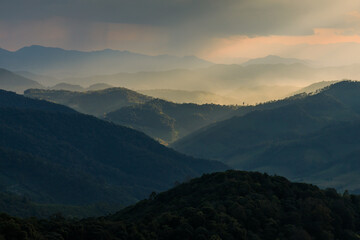 Sunset at Doi Mae Ukho viewpoint, Mae Hong Son, Thailand