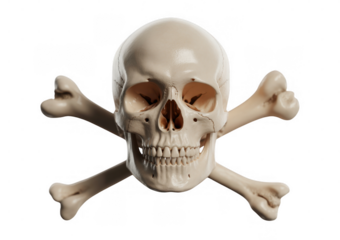 Human skull and crossbones symbol isolated on a transparent background