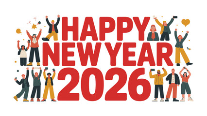 Joyous New Year 2026 Celebration: Cheerful individuals express the exuberant spirit of the new year, embracing fresh beginnings and shared joy.