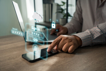 Smartphone interface Sign in with Passkey security Biometric Lock password less login screen using Passkey