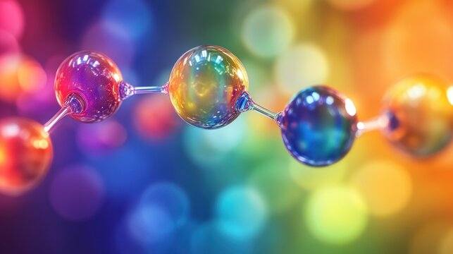 Colorful, abstract molecules connected by rods