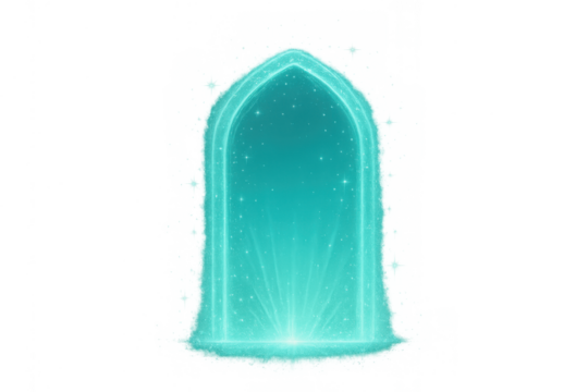 Fantasy portal arch with glowing light effect, creating a magic gate for teleportation or a futuristic game element