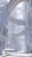 Futuristic White City Streetscape