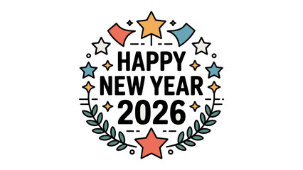 Festive Greetings: Happy New Year 2026! A joyous and vibrant design, celebrating the dawn of a new year with celebratory elements. 