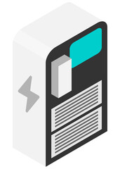 EV充電スタンド、充電ステーションのアイソメトリックイラスト。ベクターイラスト。