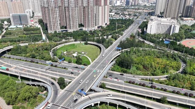 Lanzhou Yellow River Bridge with Urban Highway Interchange, Gansu China