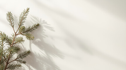 Obraz premium Minimal Pine Branch Shadow Background