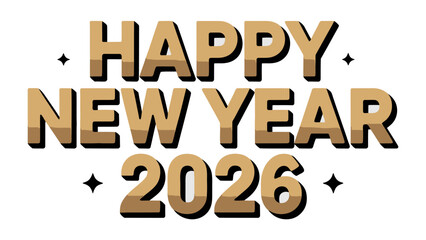 Happy New Year 2026: A stylish and vibrant greeting for the upcoming year, featuring bold typography with decorative stars and a clean, modern aesthetic. Perfect for festive celebrations.