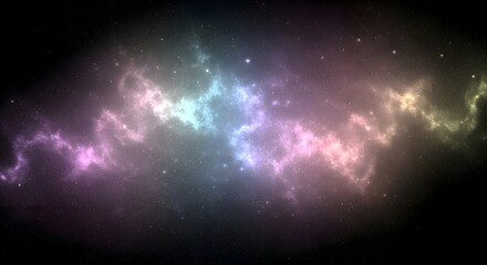 Fototapeta premium Ethereal cosmic cloud with a beautiful rainbow-colored gas and dust formation against a starry night sky background