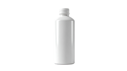 White blank plastic medicine container bottle with cap isolated on white background