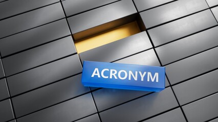metal blocks with text acronym. financial market. financing.close up of metal blocks,Business Concept.3D rendering.