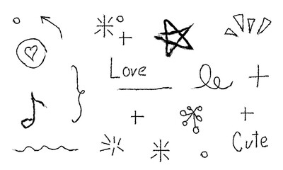 Cute Hand-Drawn Doodle Elements Collection — Fun Sketchy Icons and Decorative Graphics