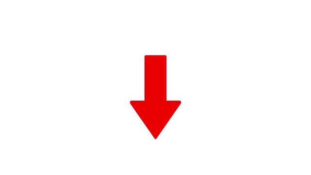 falling market trend indicator graphic. downward direction symbol for financial loss concept. red arrow pointing down on white background.
