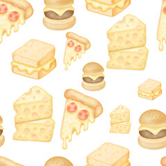 Cheese seamless watercolor texture for dairy designs