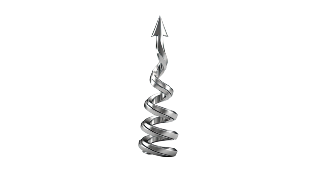 Spiral Flow 3D Arrow Twisting Upward on White