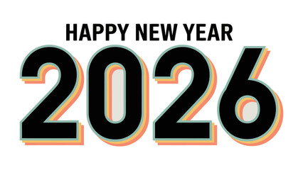 New Year 2026 Celebration: A vibrant digital illustration that proclaims the dawn of 2026, offering a modern and colorful greeting for a fresh start. 