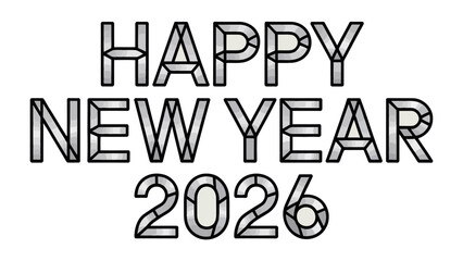 Happy New Year 2026: A festive typographic design heralds the dawn of the new year, 2026, with a cheerful message. This artistic illustration represents hope and happiness. 