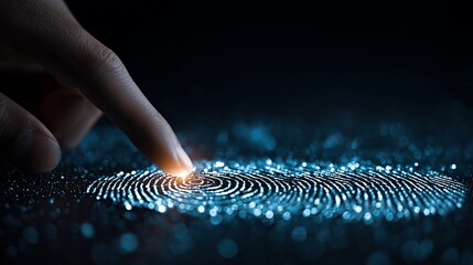 Secure fingerprint scan unlocking digital access with glowing biometric authentication technology for modern cyber security solutions