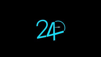 24 hours icon animation. service opening hours, work time or delivery service time symbol animation.