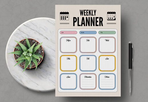 Editable Weekly Planner Simple Organizer And Schedule Template
