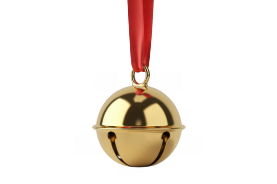 Golden Jingle Bell isolated on a transparent background