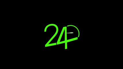24 hours icon animation. service opening hours, work time or delivery service time symbol animation.