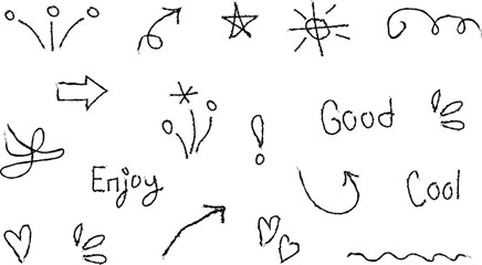 Collection of Sketchy Hand-Drawn Design Elements and Doodles — Fun Symbols, Accents, and Creative Sketch Marks