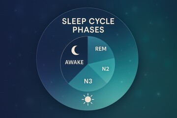 Understanding the intricacies of sleep cycle phases highlighting distinct REM and NREM stages including awake N3 and N2 representations essential for wellness and cognitive function