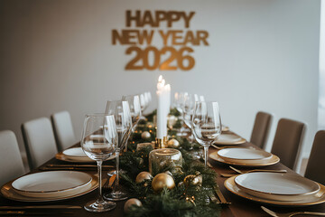 luxury new year's eve 2026 celebration with formal dining setup and holiday decorations