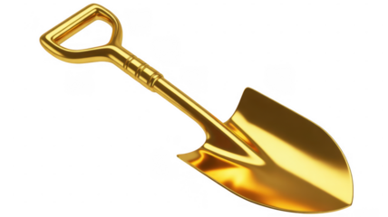 Golden shovel isolated on a transparent background