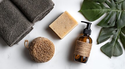 Aesthetic and Organic Spa Soaps and Towels with a Tropical Theme