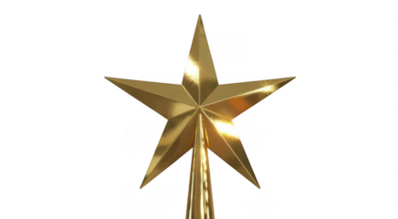 Golden star award isolated on a transparent background