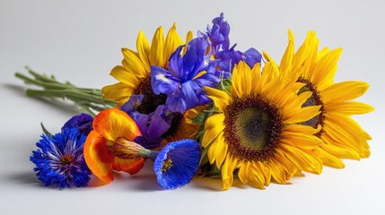 Colorful Flower Bouquet On White Background