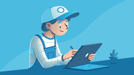 Graphic Designer Working on Digital Tablet Illustration - Creative Design Concept
