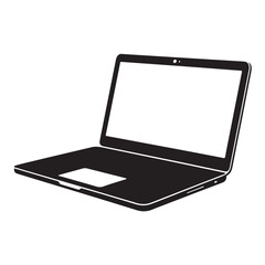 Fototapeta premium Black and white vector illustration of a laptop isolated on white background portable computer for work or entertainment