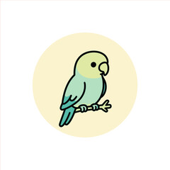 Charming budgie perched on a branch, a delightful illustration perfect for children's books, pet store promotions, and cheerful designs with a touch of whimsy