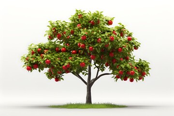 Apple tree illustration 3d rendering element, white background