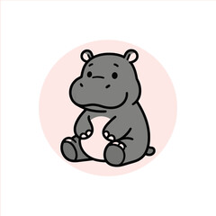 Adorable cartoon hippo illustration, perfect for kids' books and educational materials, offering a fun and engaging way to introduce animal concepts