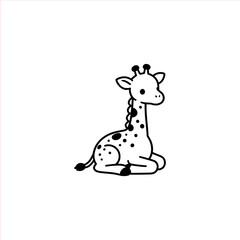 Adorable cartoon giraffe sitting, perfect for children's books, playful designs, and heartwarming projects, radiating innocence and charm in every pixel